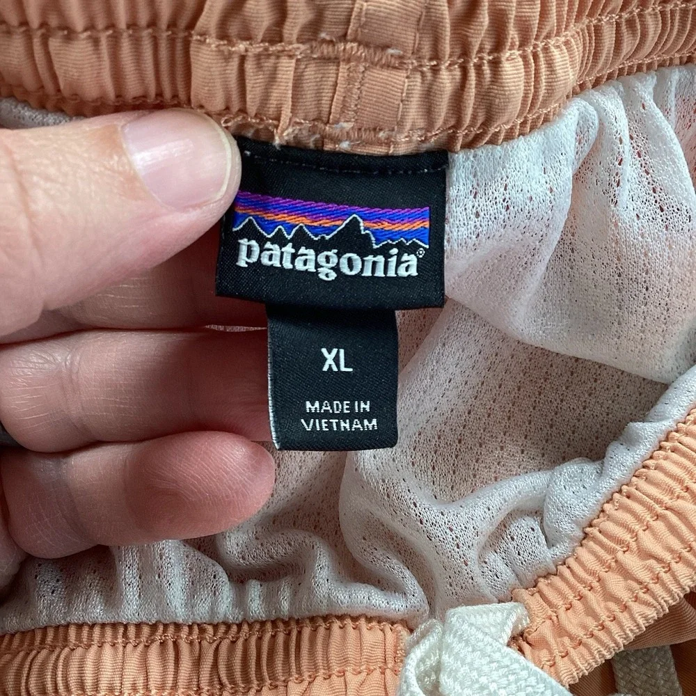 Mens Patagonia Athletic Short Orange Drawstring Pockets Flat-Front With Liner-XL